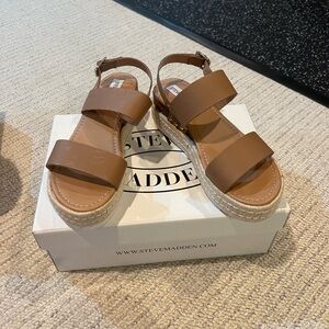 Steve Madden Brown Double-Strap Espadrille Platform Sandals